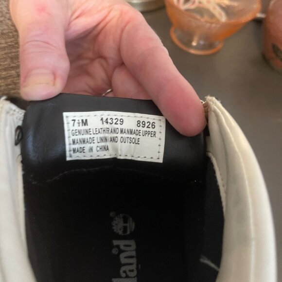 Vintage Timberland Black & Cream Leather Boots 7.5 - Picture 5 of 5